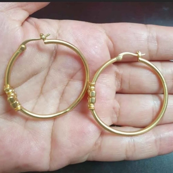Tory Burch Gold Logo Hoop Earrings - Picture 5 of 5